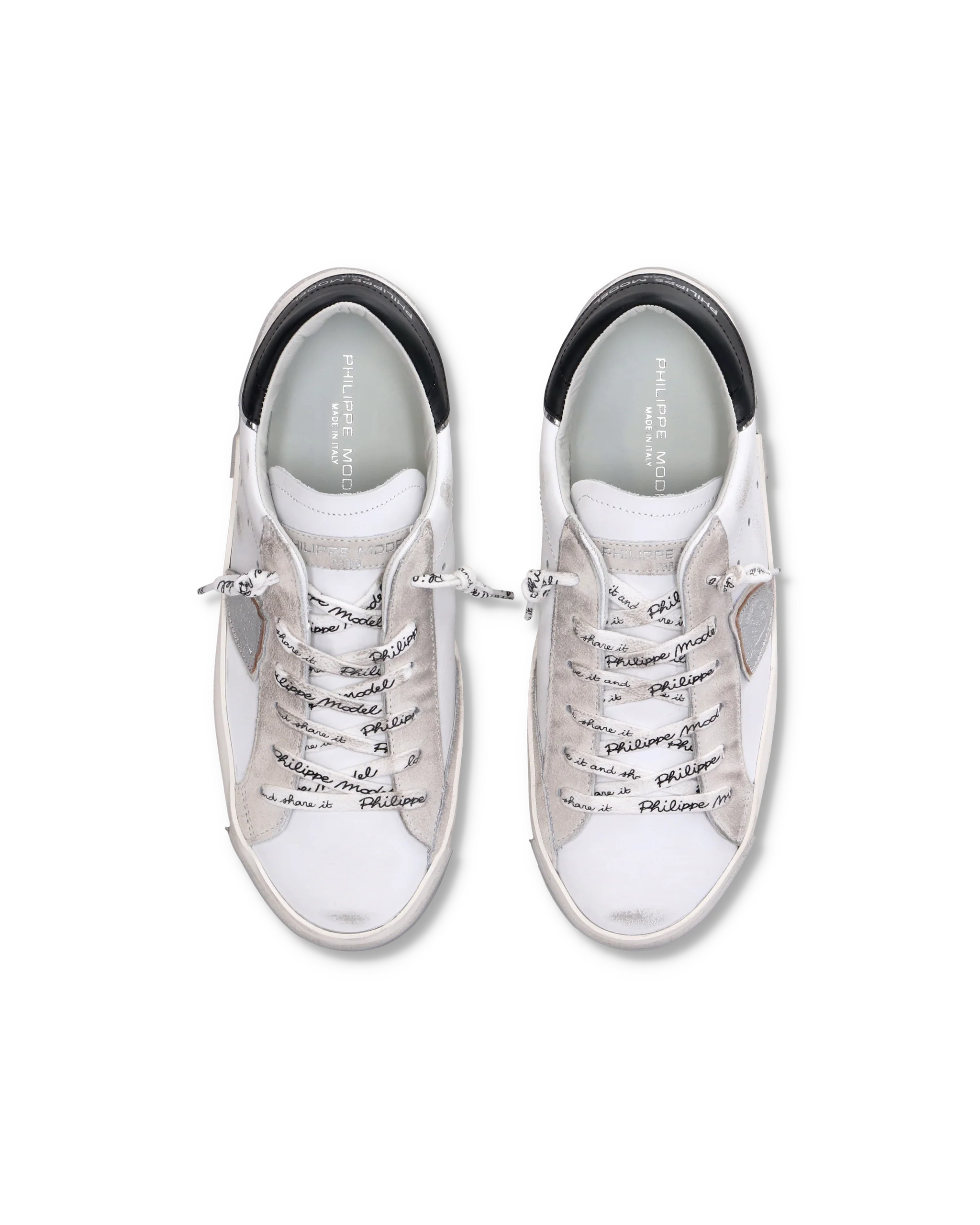 Women's Prsx Low-Top Sneakers in Leather with dirt marks, Silver White - Image 4