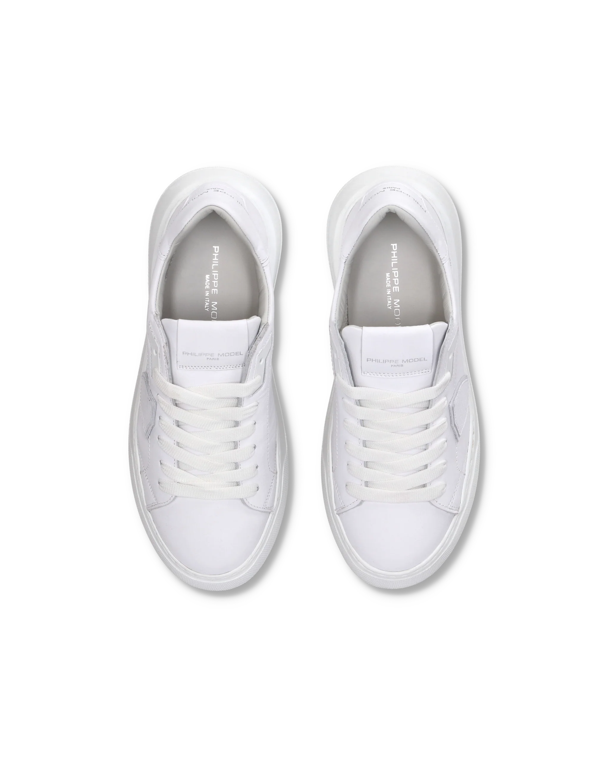 Women's Temple Low-Top Sneakers in Leather, White - Image 4