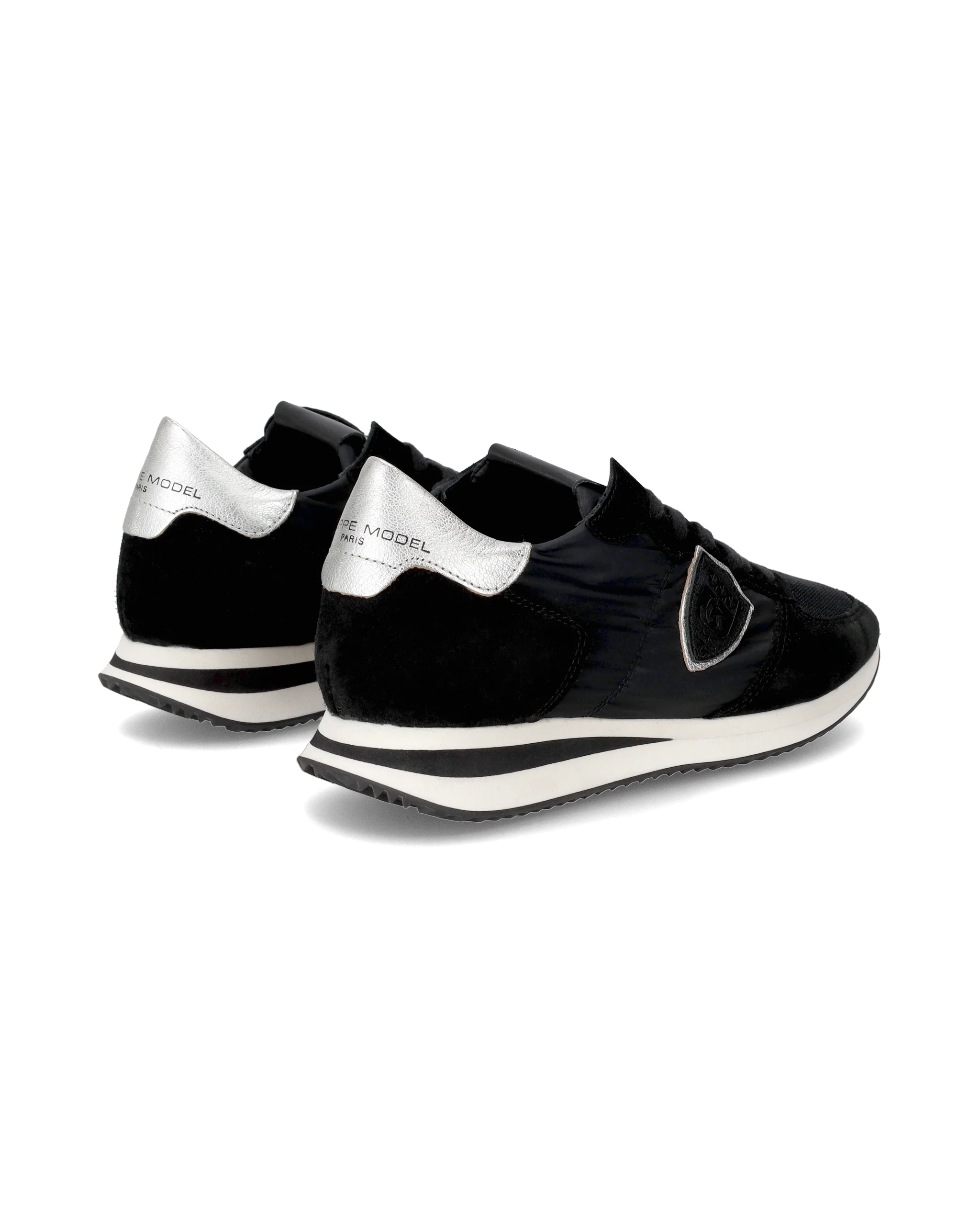 Women's Trpx Low-Top Sneakers in Leather, Black Silver - Image 3