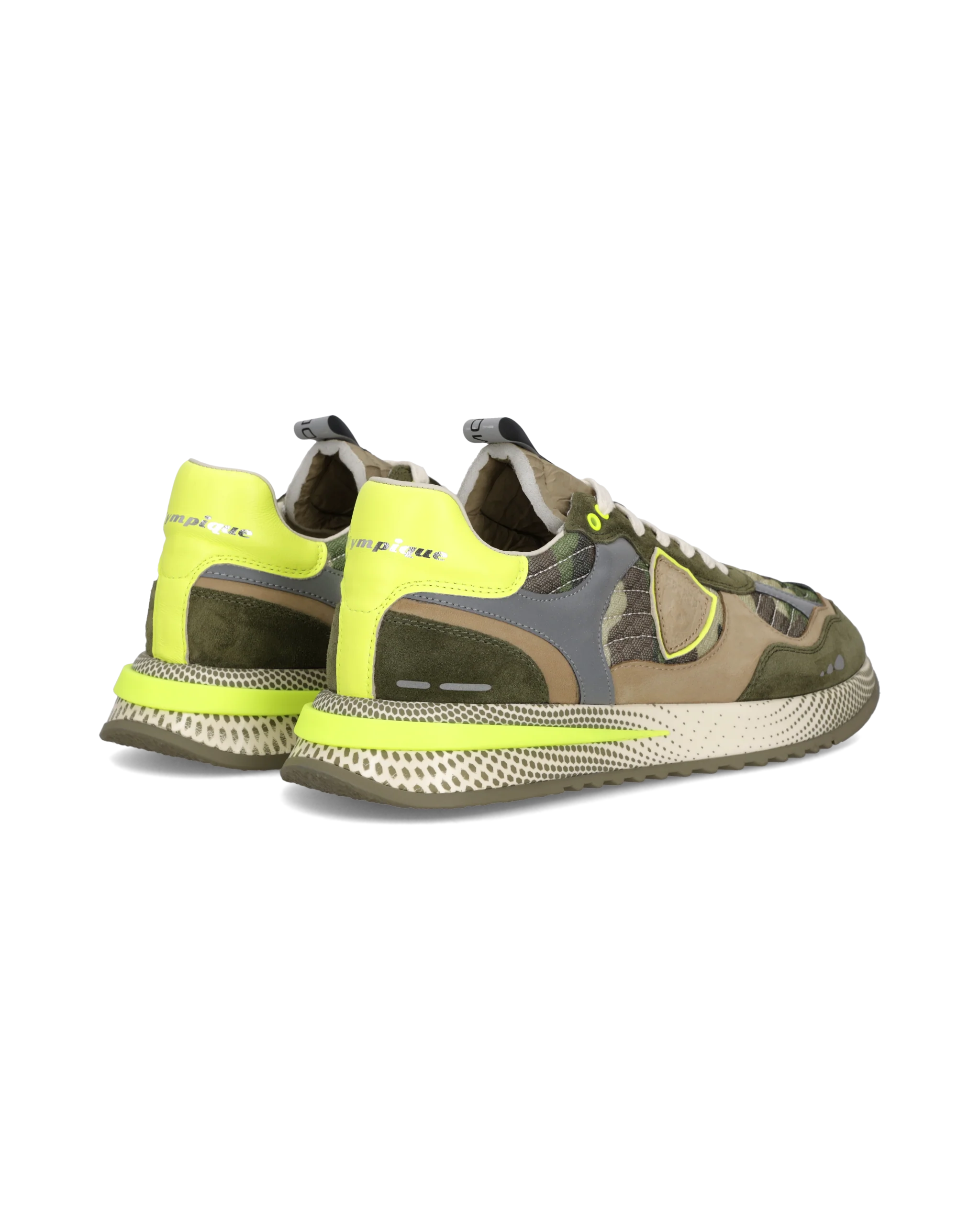 Sneakers Olympique Running Men, Military Green Yellow - Image 3