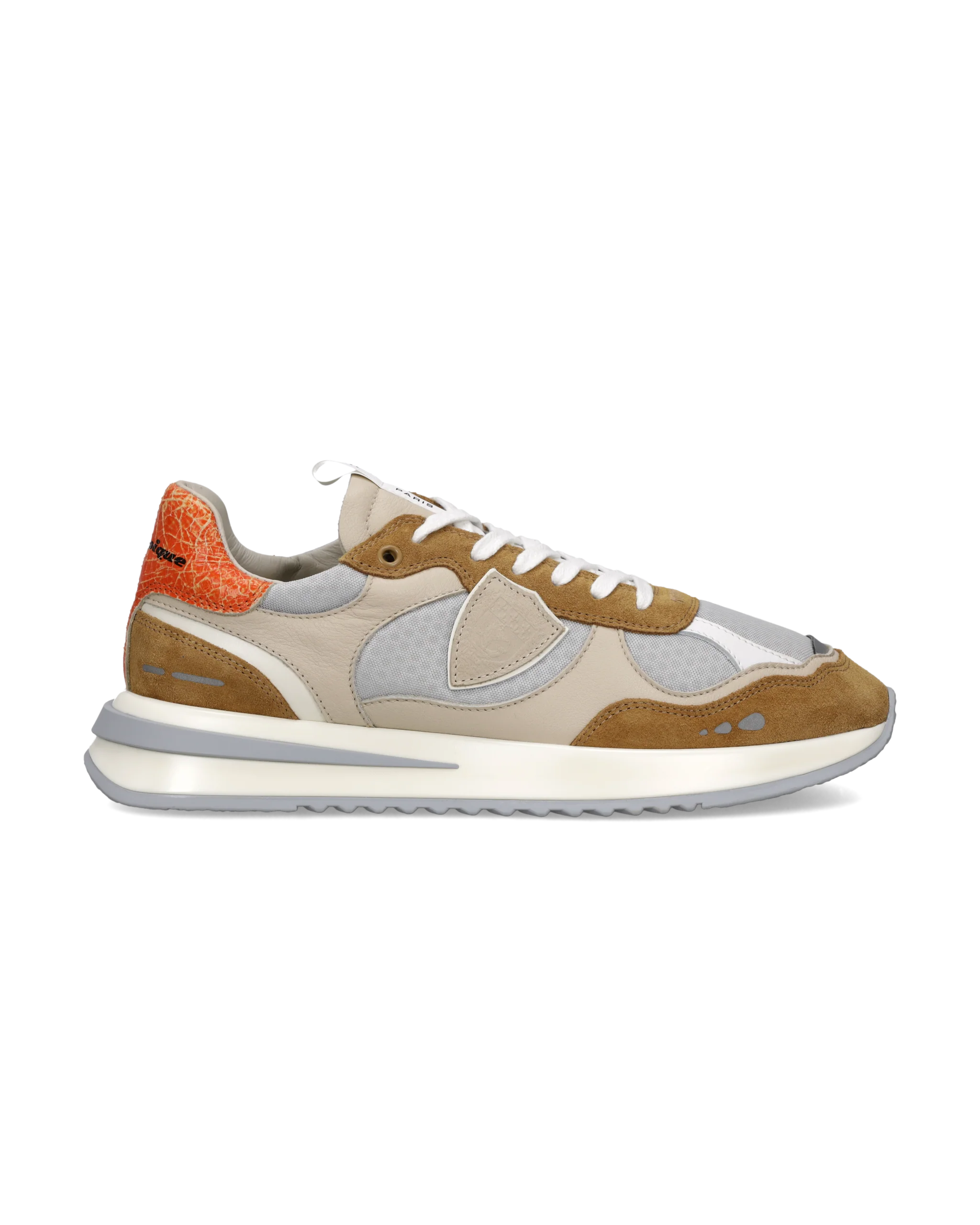 Sneakers Olympique Men, Beige Tobacco Orange