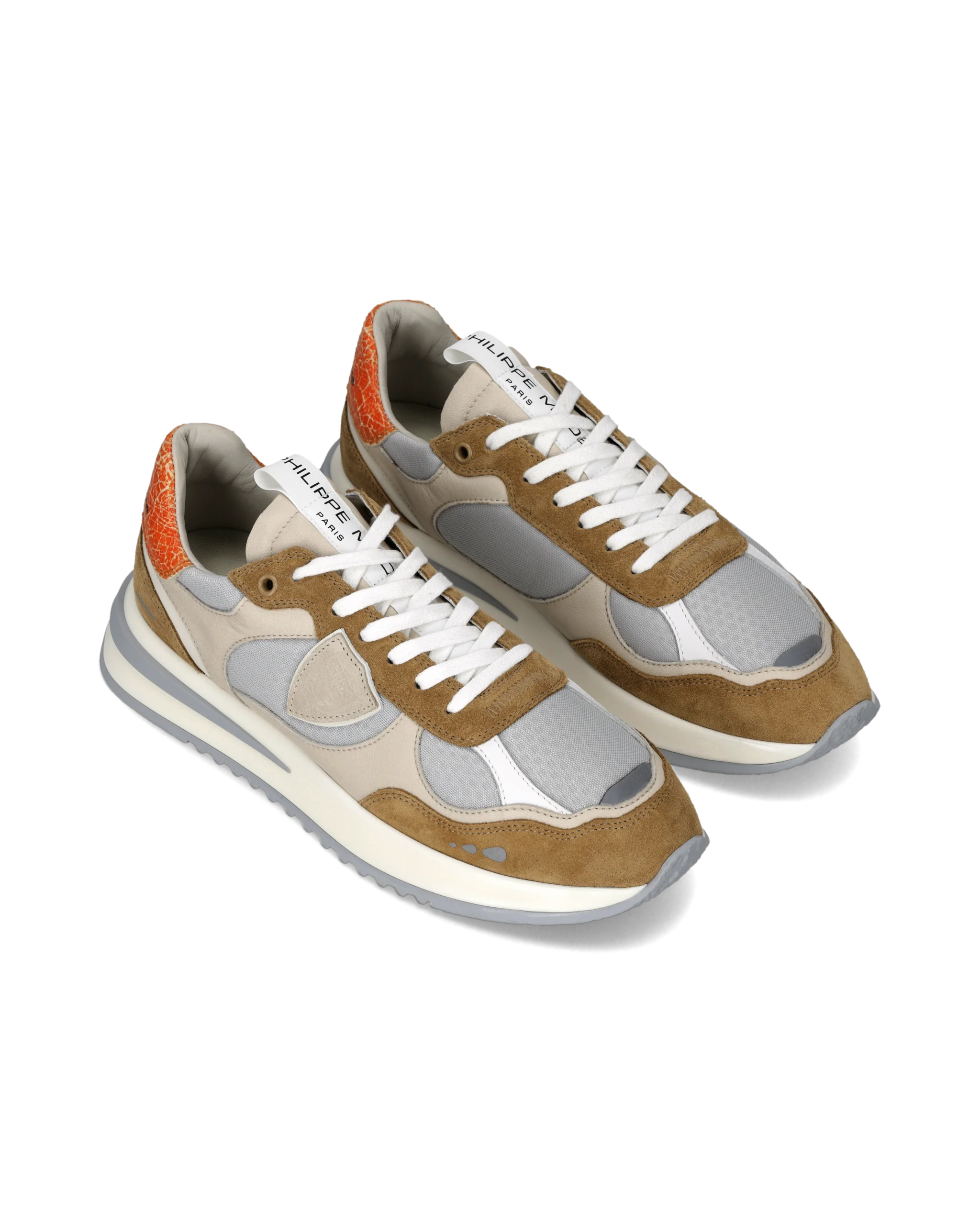Sneakers Olympique Men, Beige Tobacco Orange - Image 2