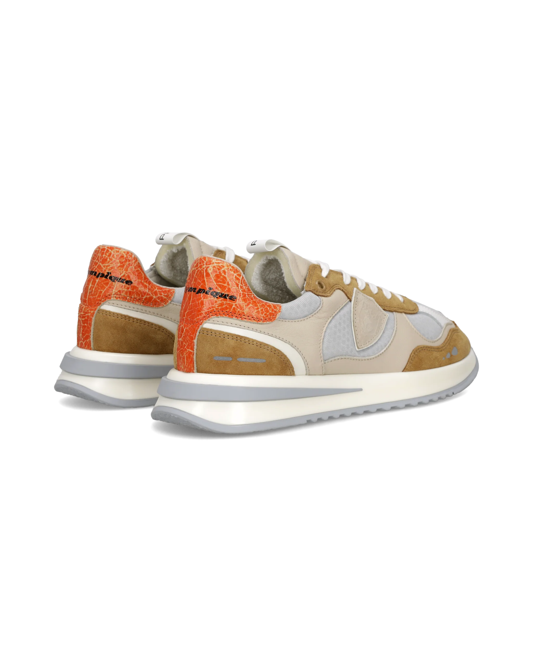 Sneakers Olympique Men, Beige Tobacco Orange - Image 3