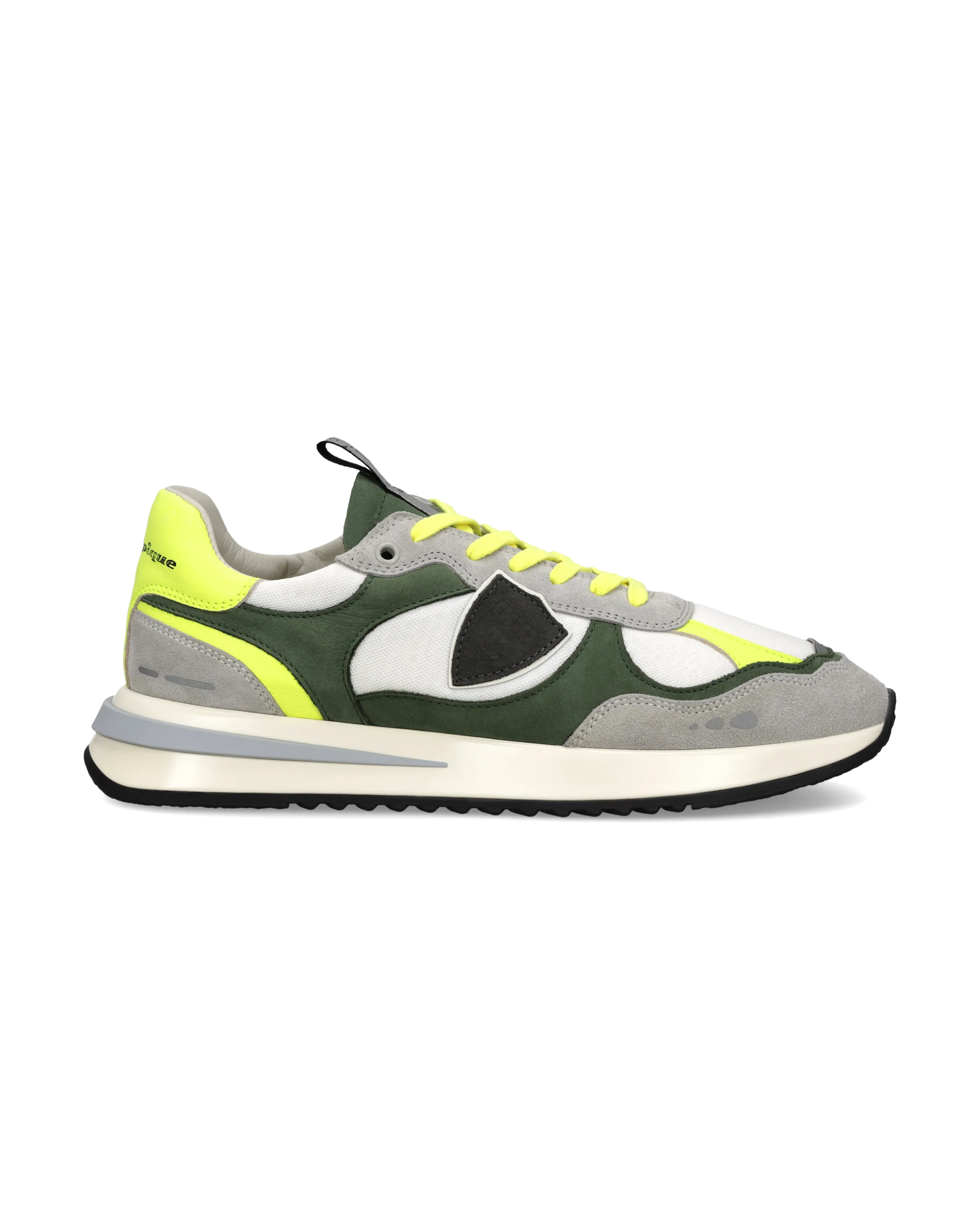 Sneakers Olympique Men, White Green Neon Yellow