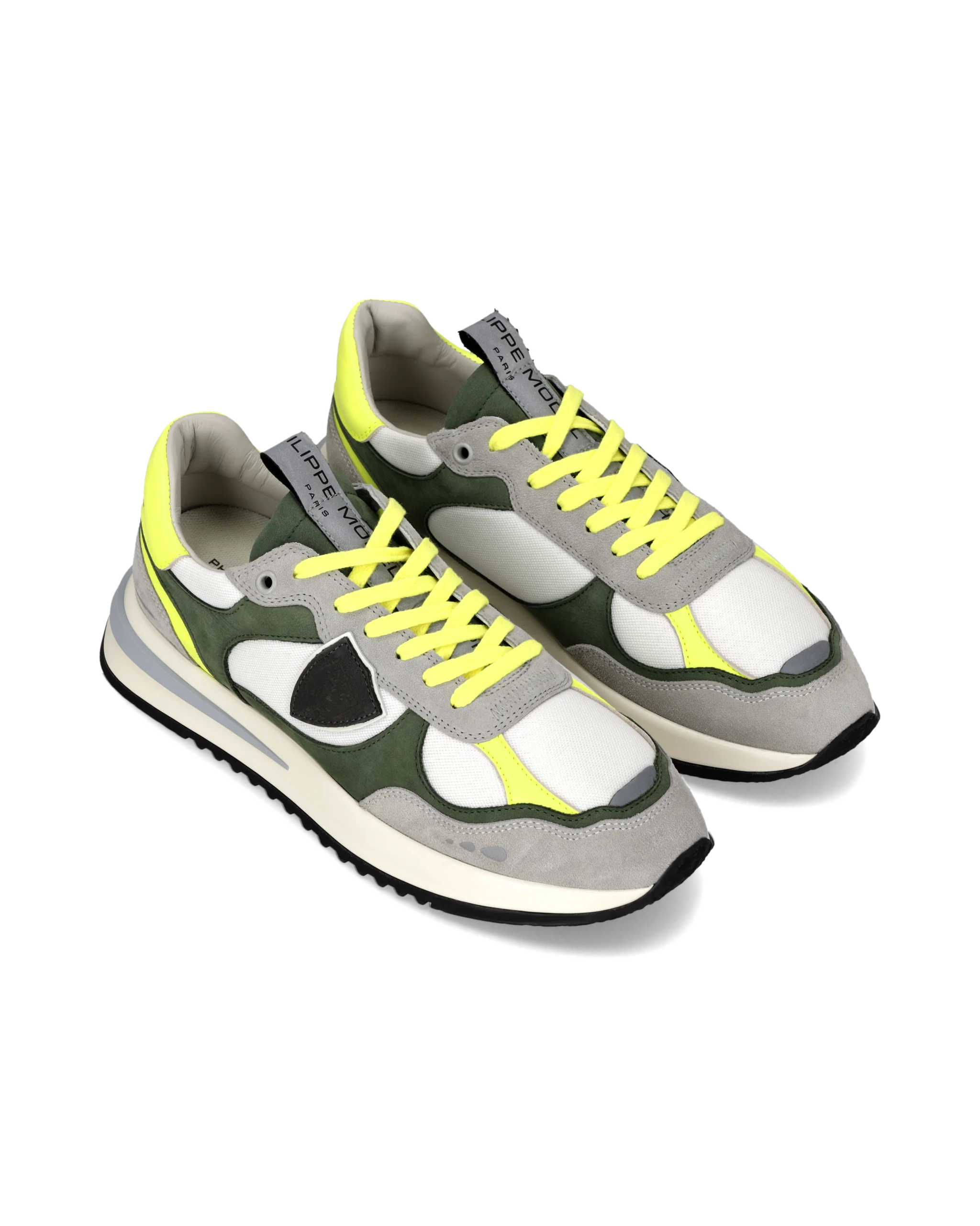 Sneakers Olympique Men, White Green Neon Yellow - Image 2