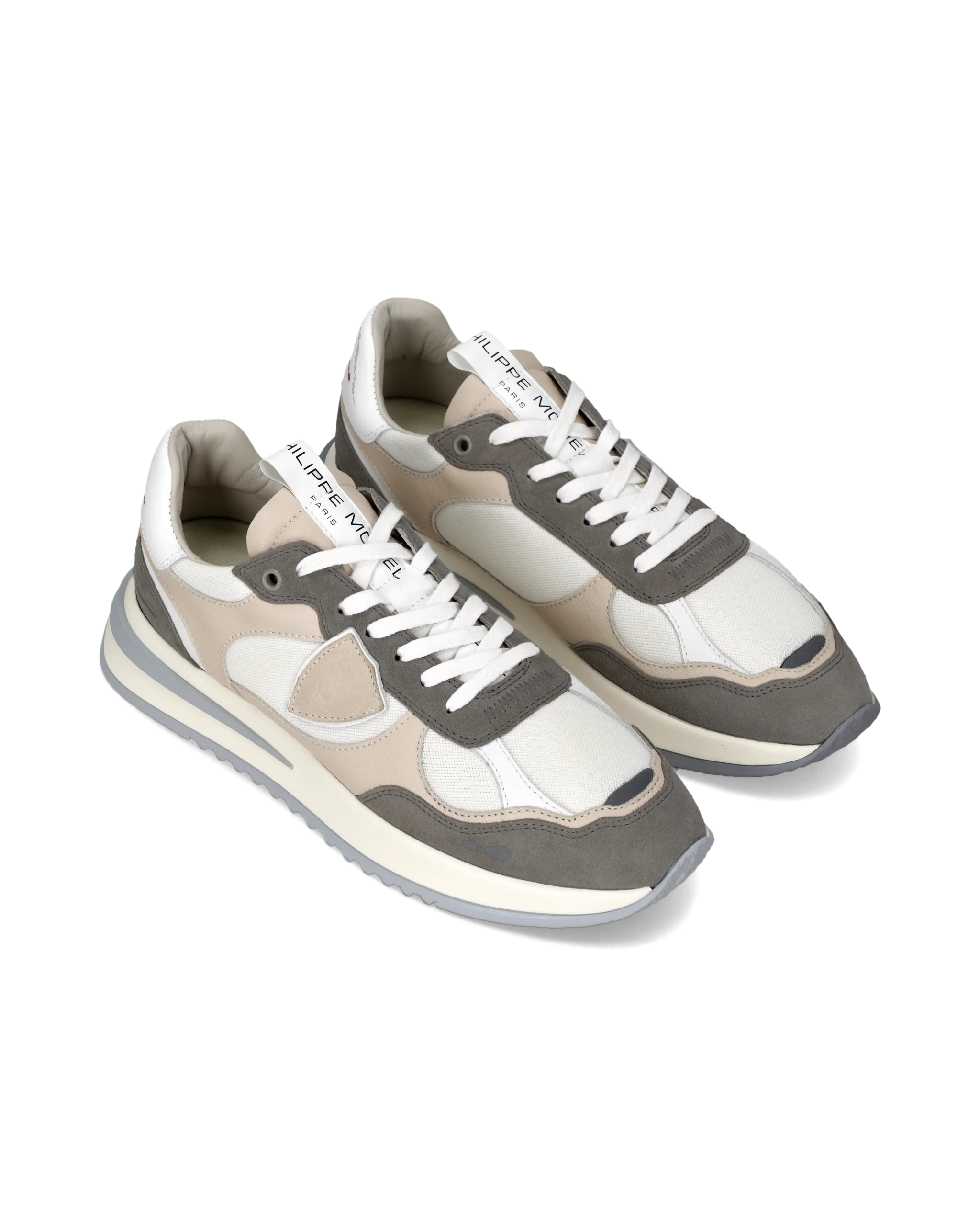 Sneakers Olympique Men, White Anthracite Beige - Image 2