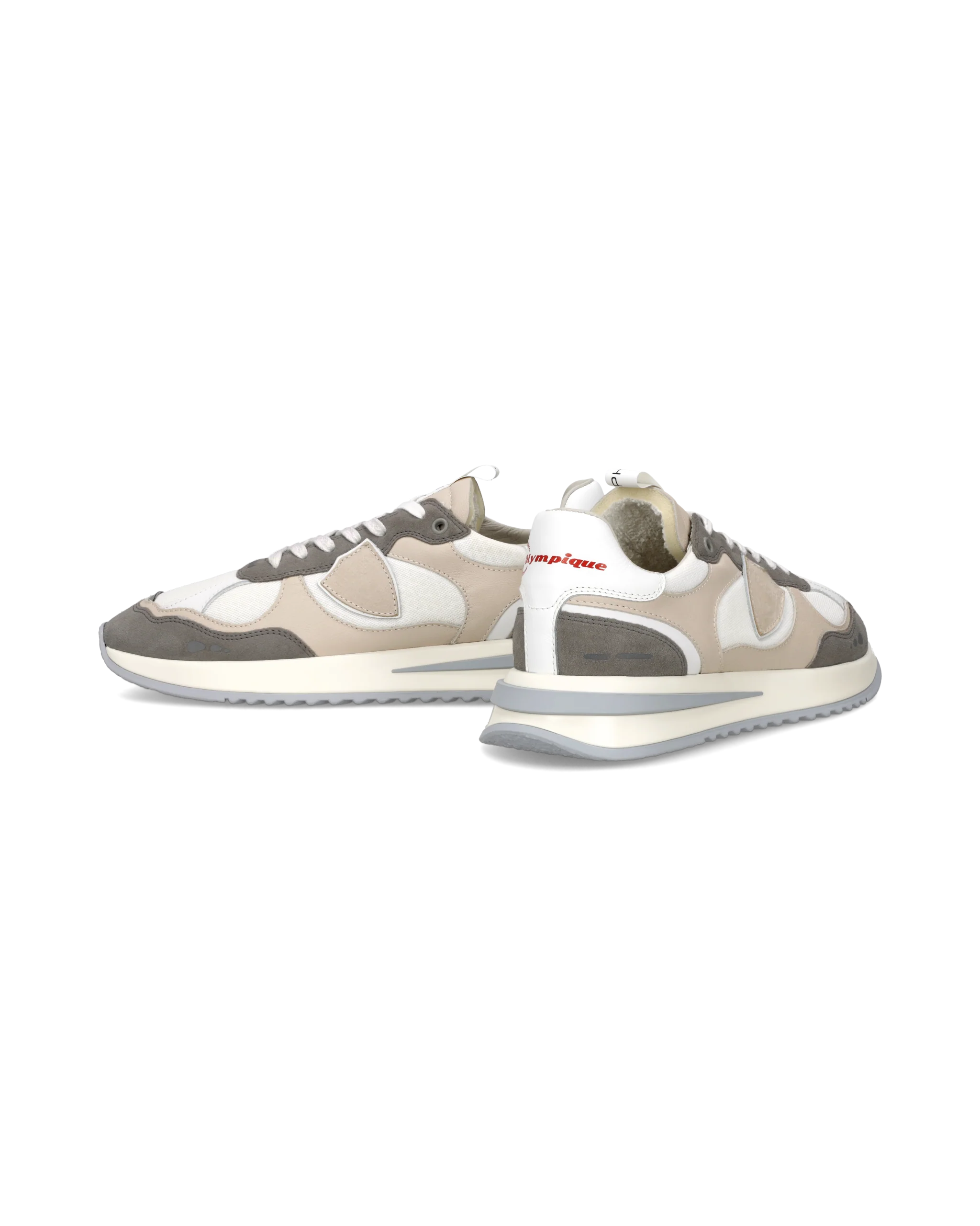 Sneakers Olympique Men, White Anthracite Beige - Image 6