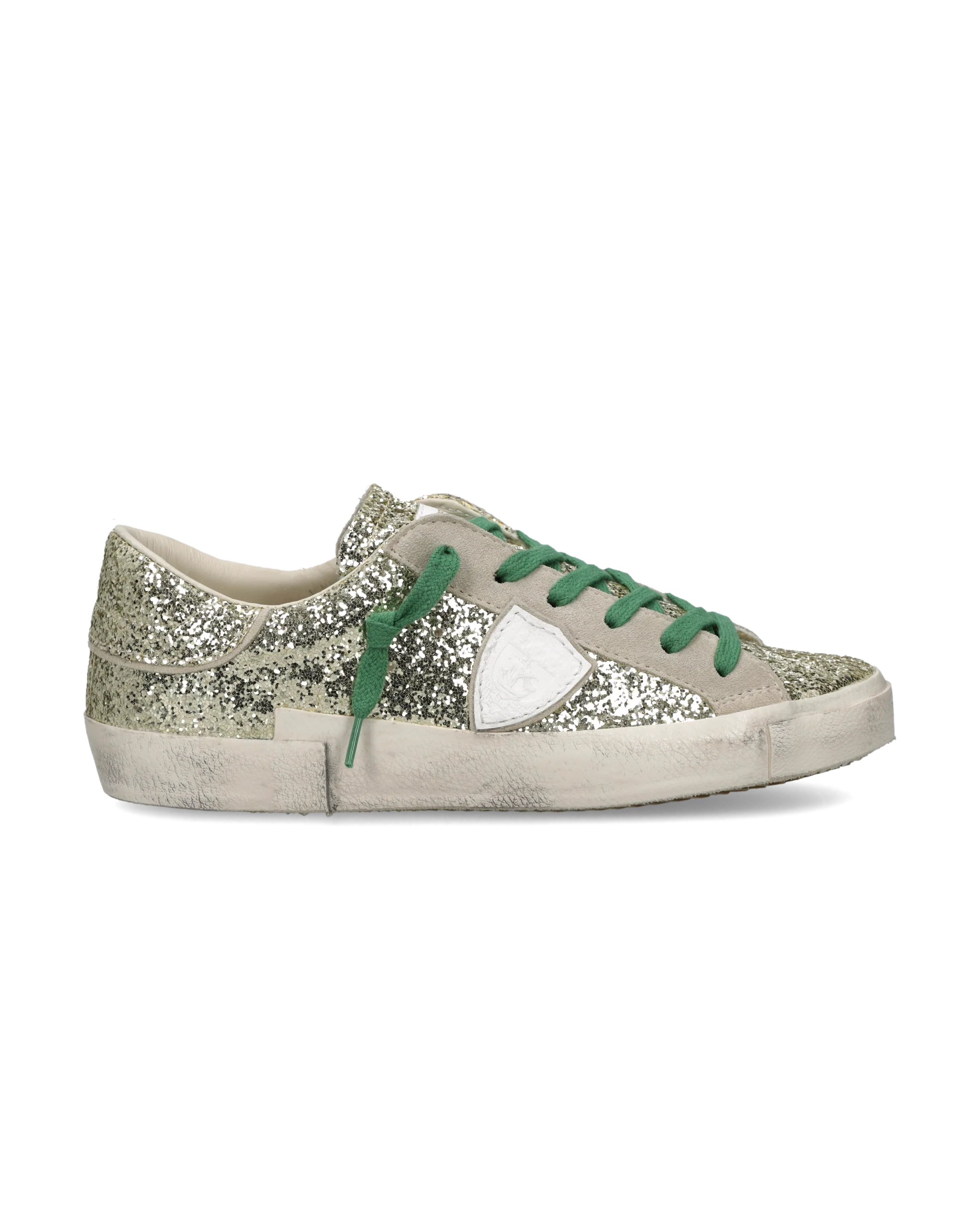 Sneakers Prsx Women with glitter upper, Gold