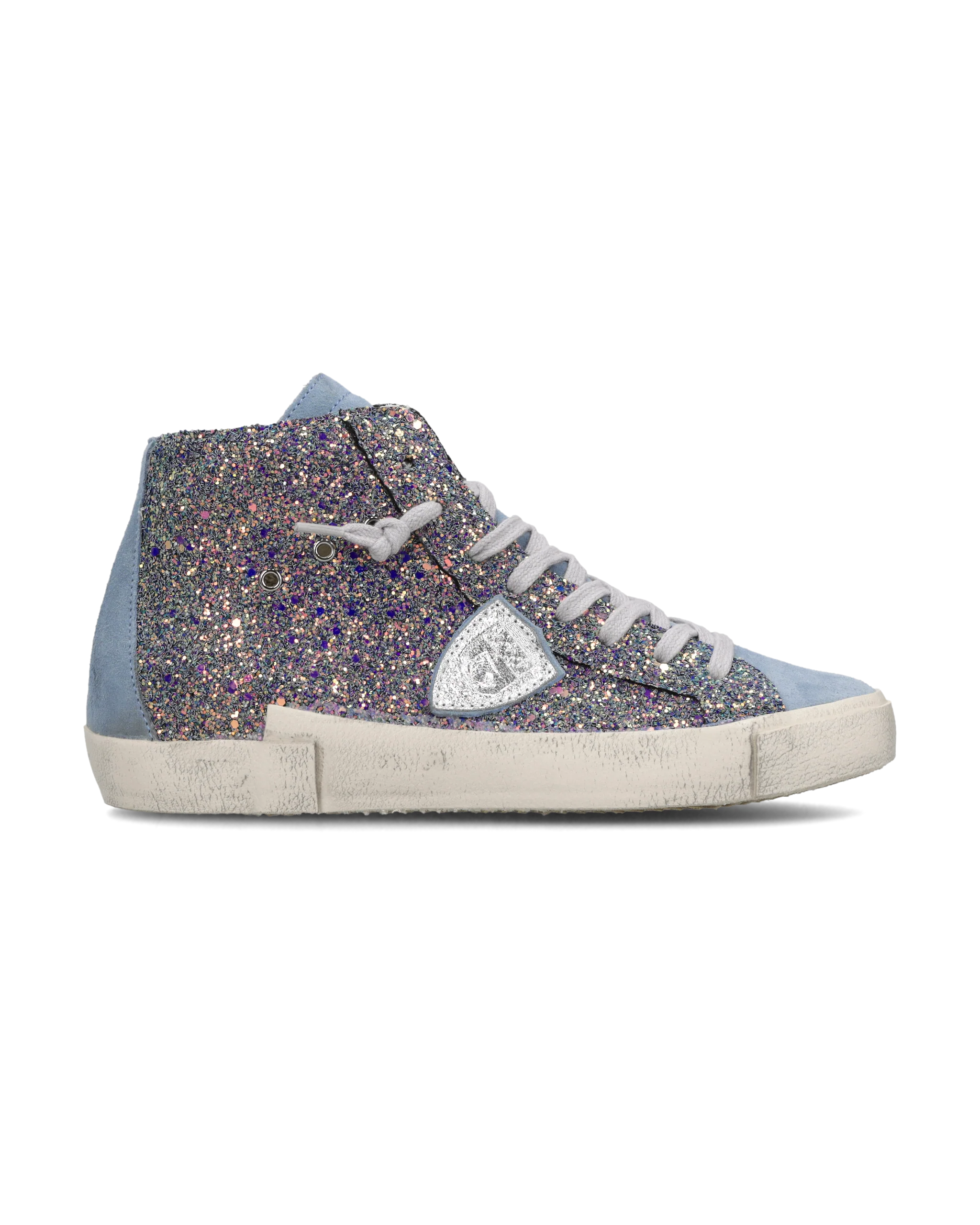 Sneakers Prsx Women with glitter upper, Light Blue Pink