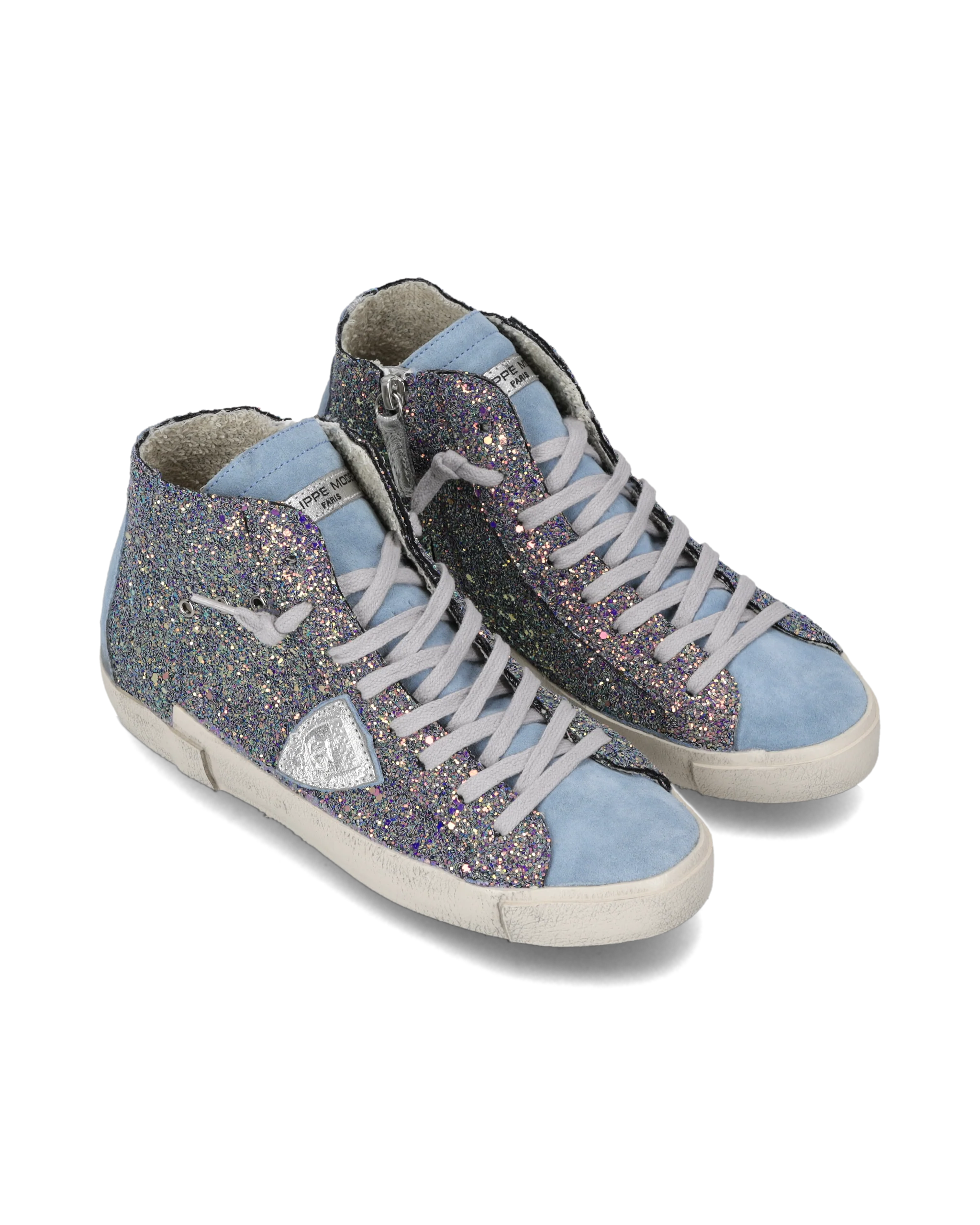 Sneakers Prsx Women with glitter upper, Light Blue Pink - Image 2