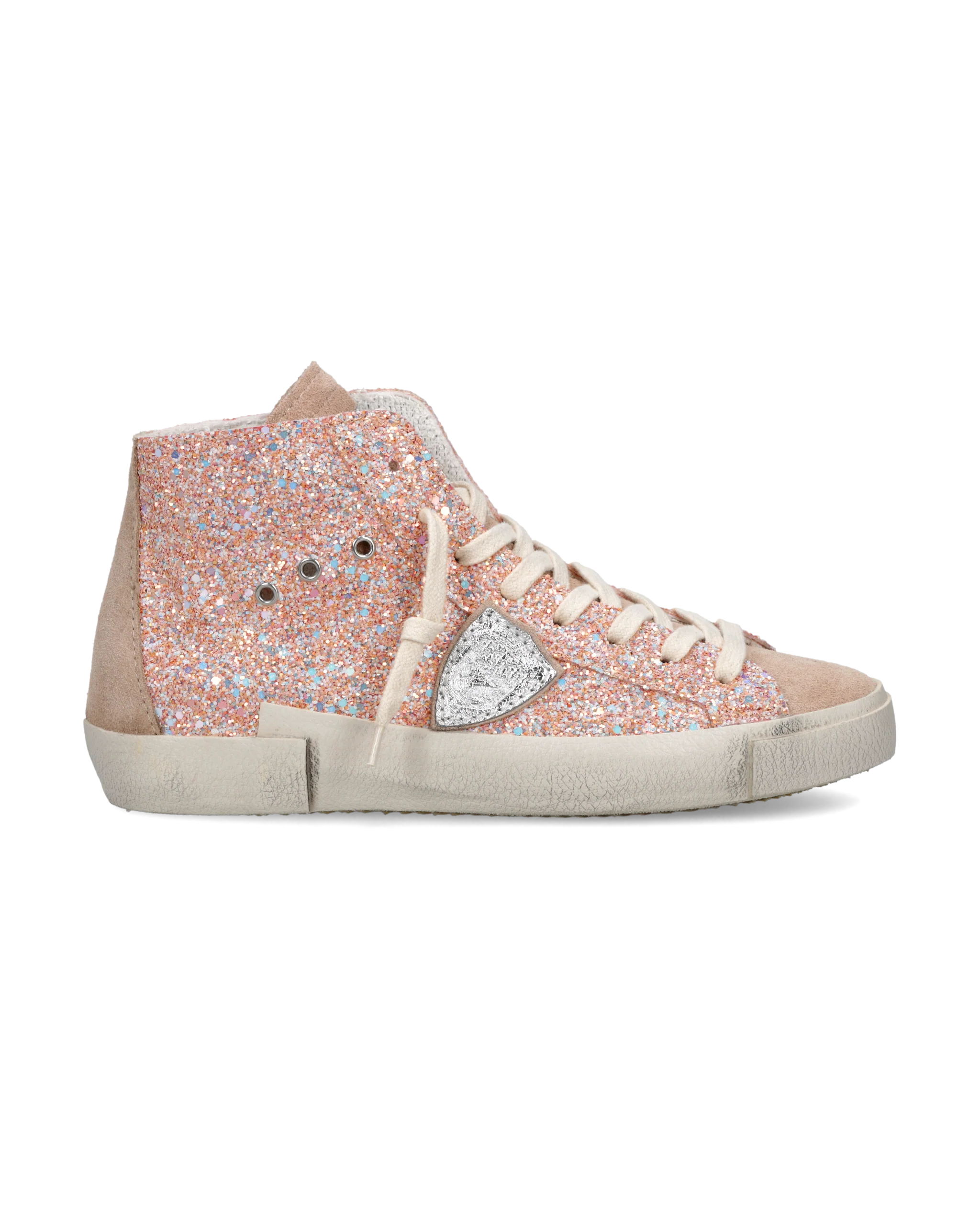 Sneakers Prsx Women with glitter upper, Light Pink