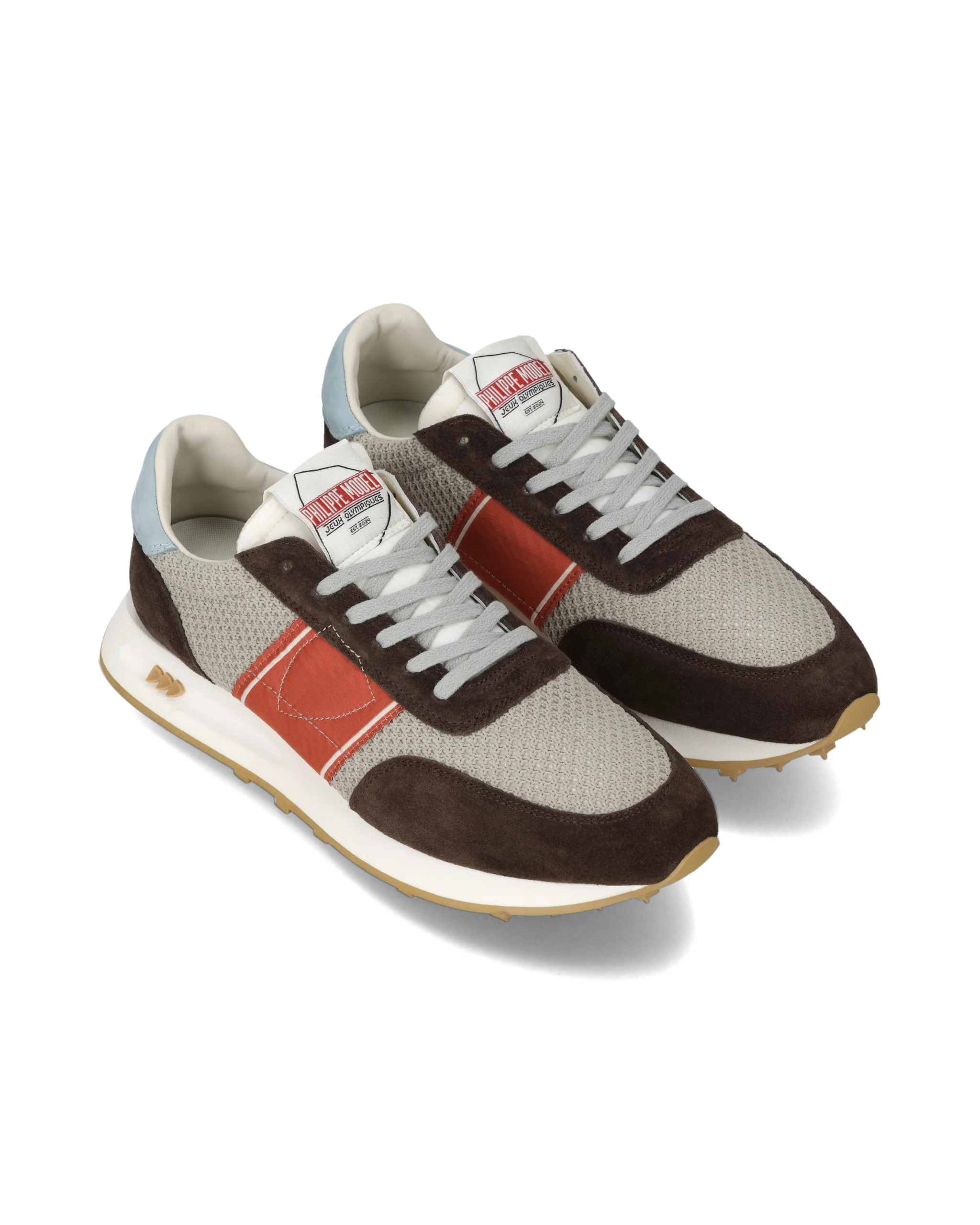 Sneakers Running Tour Men, Beige Brown Red - Image 2