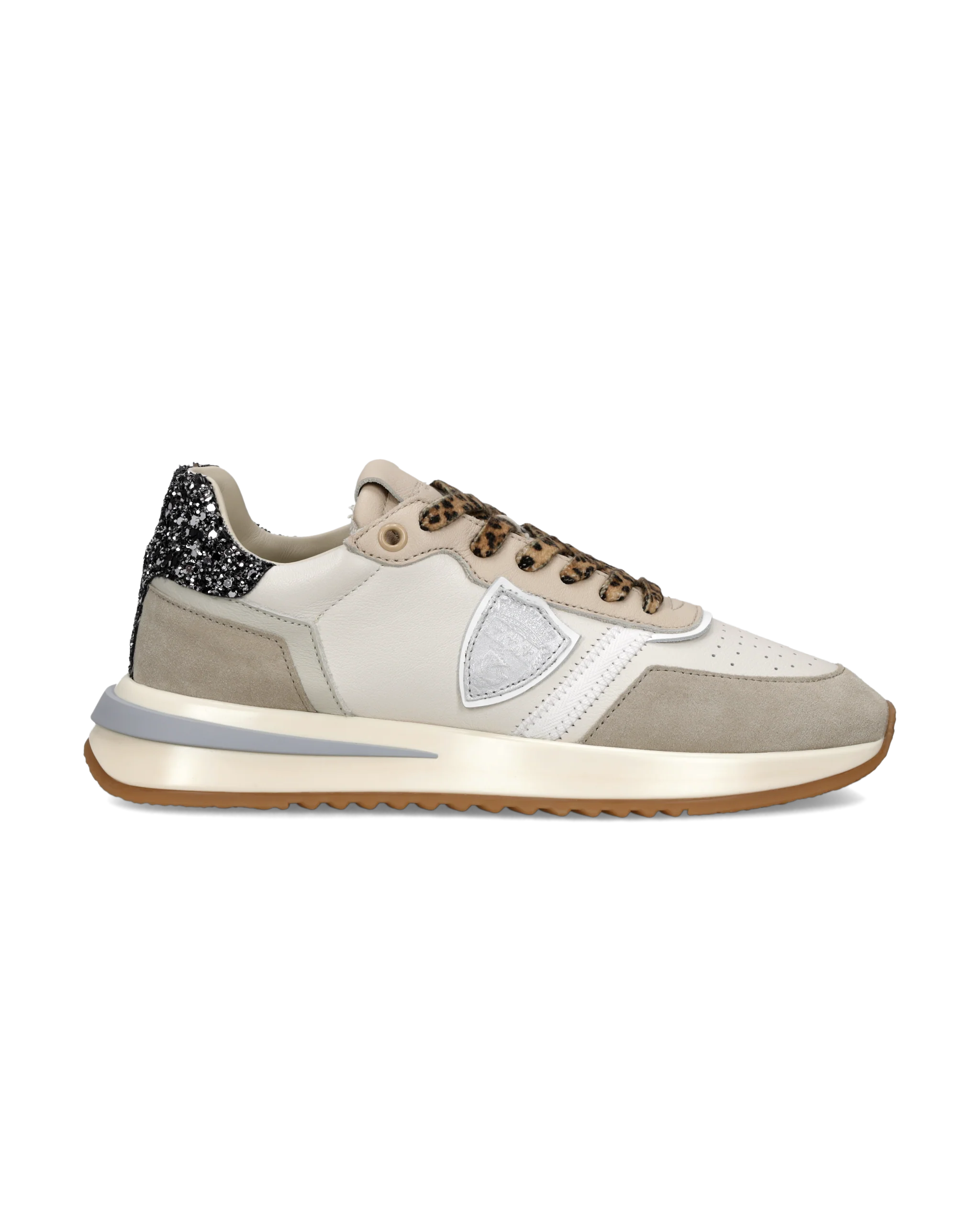 Sneakers Tropez 2.1 Women with glitter heel tab, Sand Black