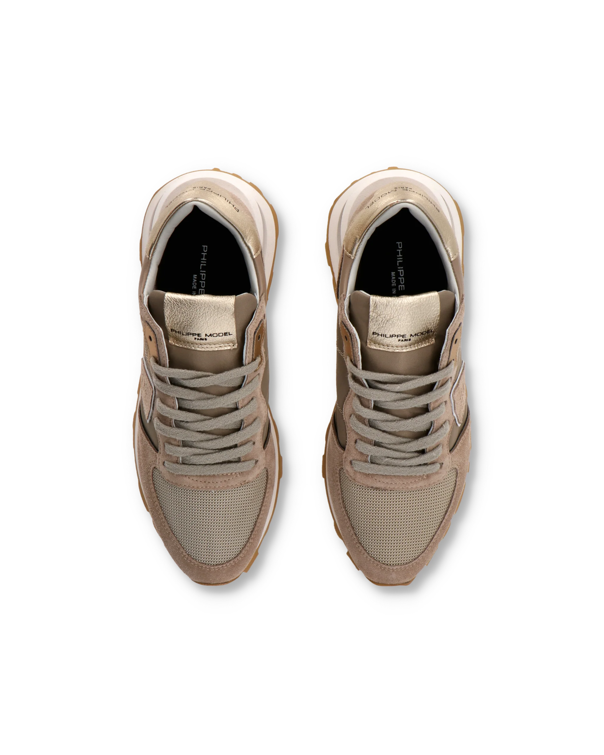Sneakers Tropez Haute Running Women with metallic leather, Beige - Image 4