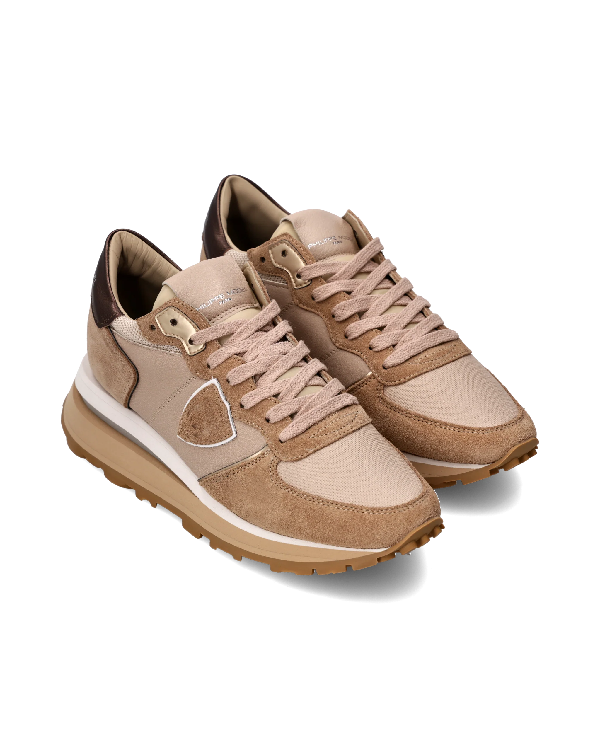 Sneakers Tropez Haute Running Women with metalic touches, Beige - Image 2