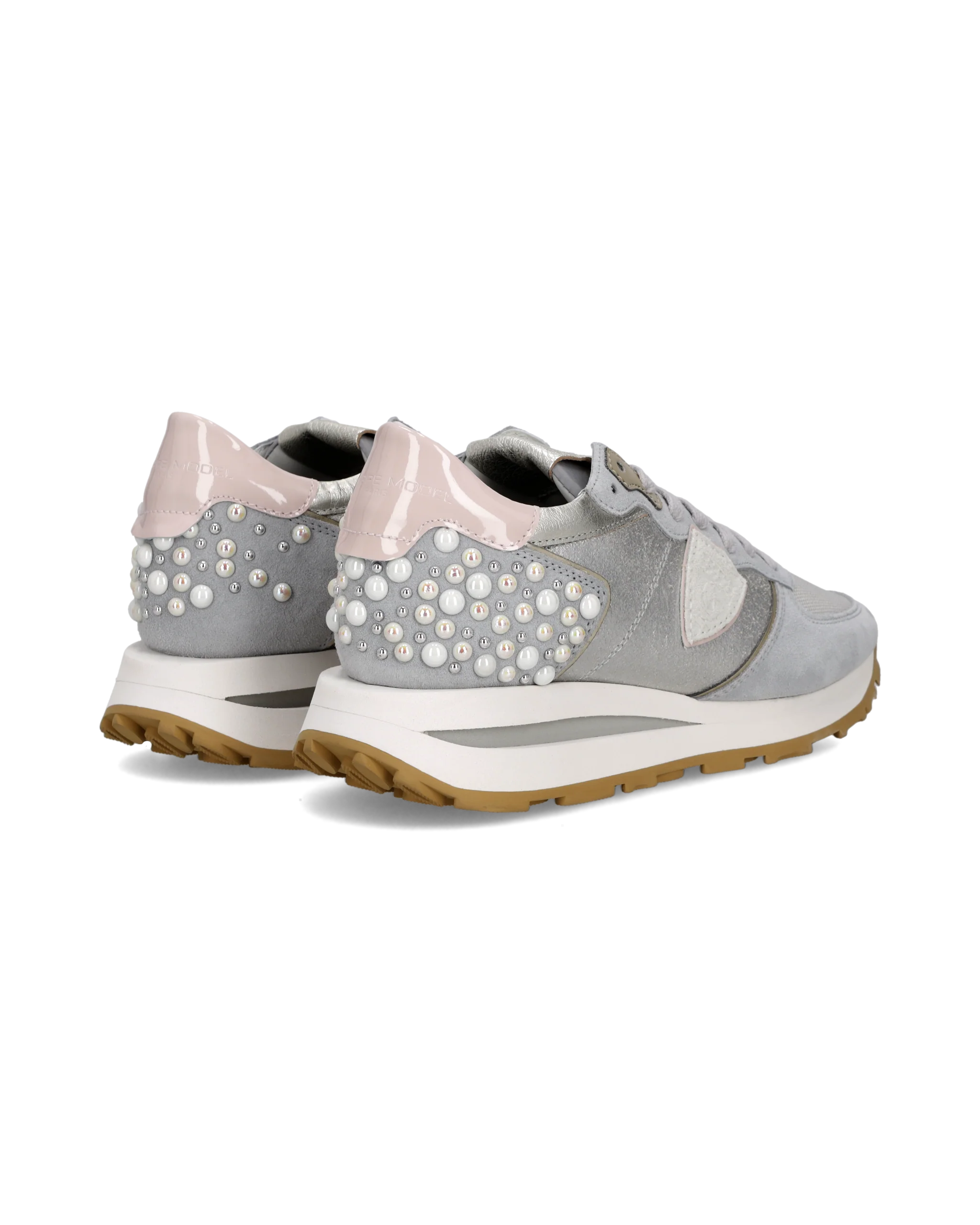 Sneakers Tropez Haute Running Women, Pink Silver with Pearls - Image 3