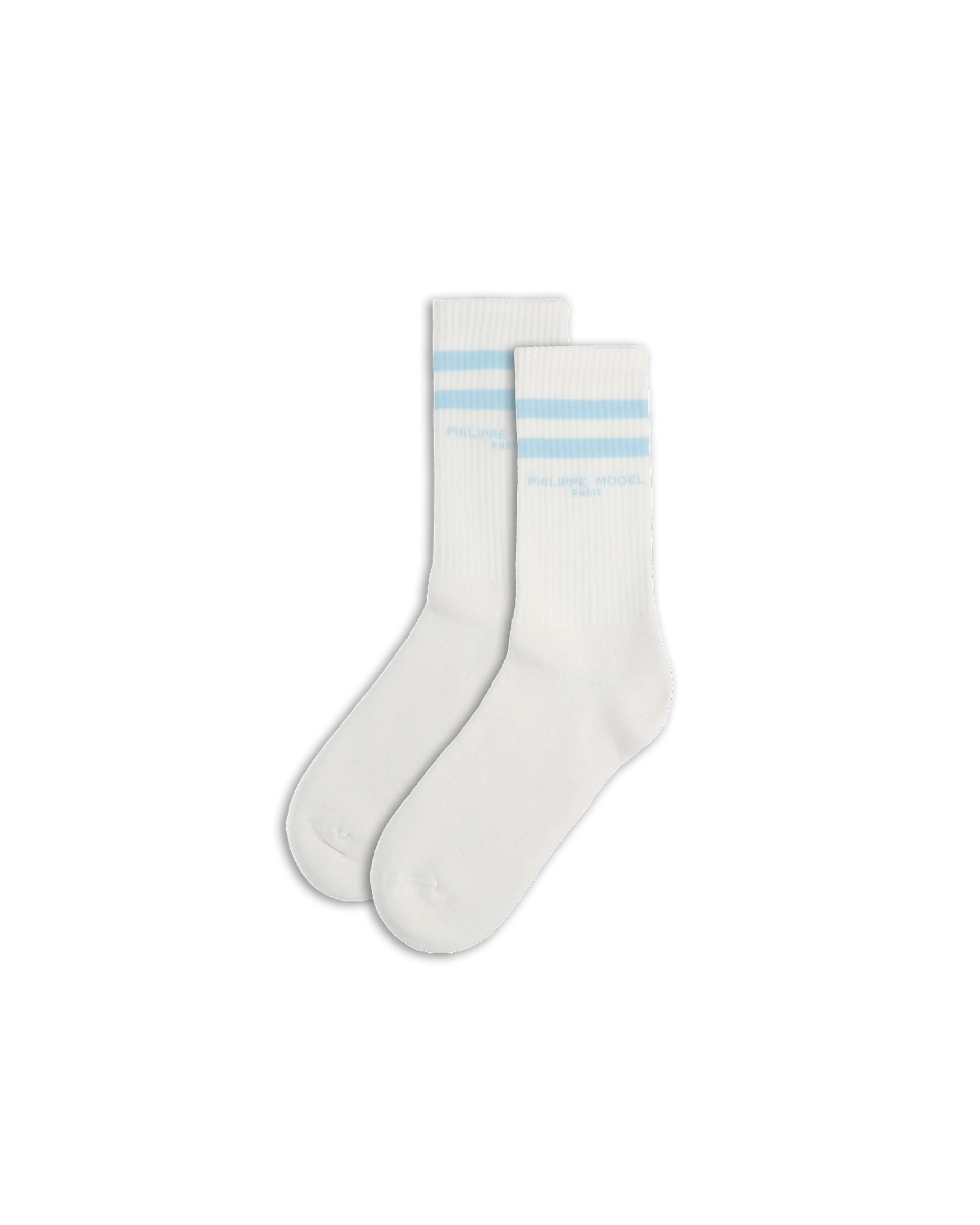 Socks in Cotton, White Light Blue